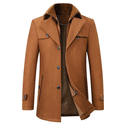 Men's yellow brown tailored wool coat