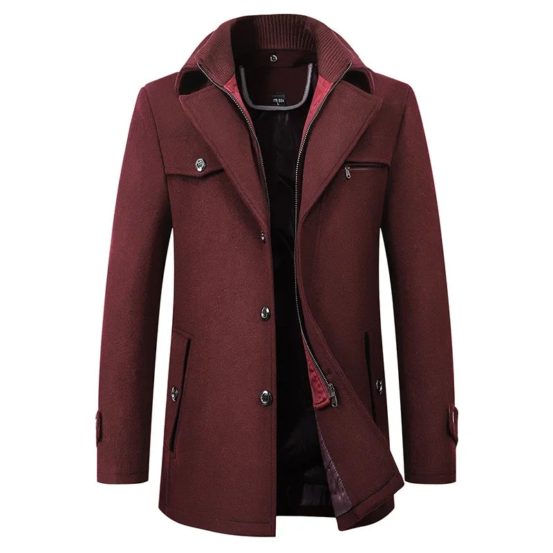 Men's bordeaux tailored wool coat