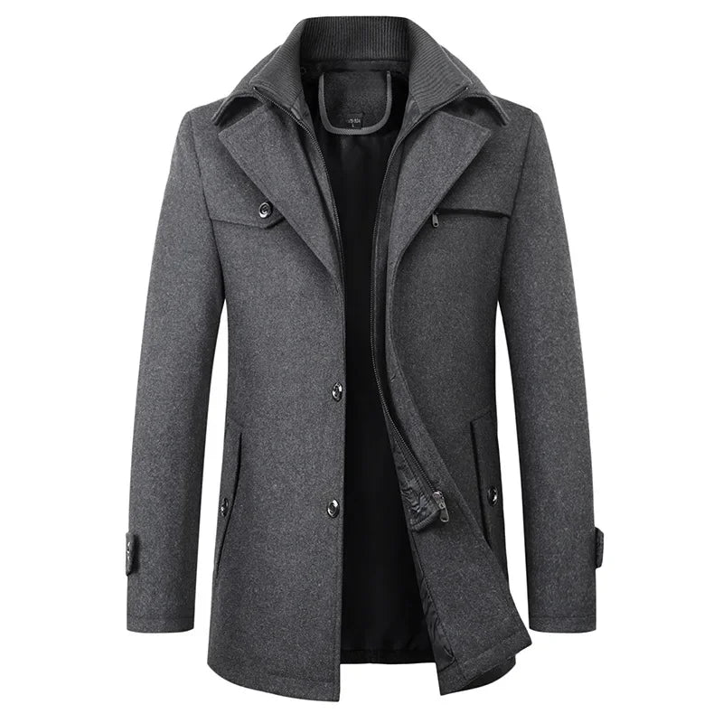 Men's gray tailored wool coat