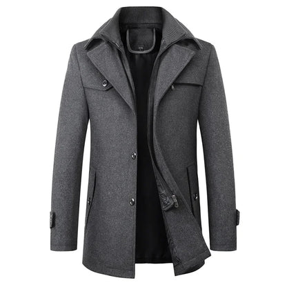 Men's gray tailored wool coat