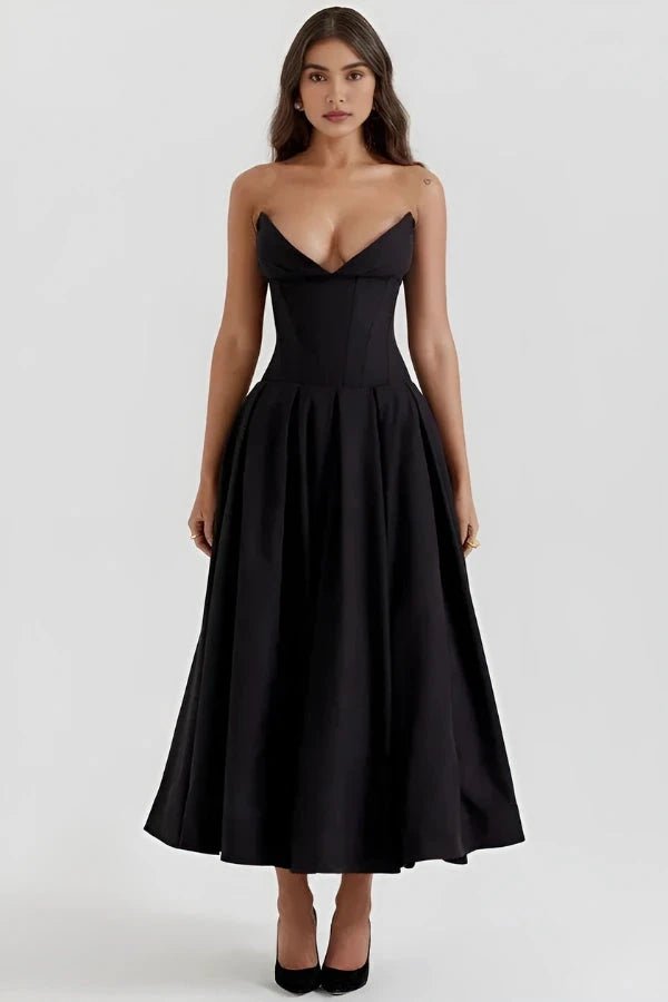 Lara | Midi Dress Sculpted Bodice Voluminous Skirt 1