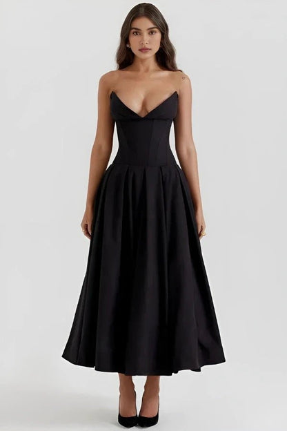 Lara | Midi Dress Sculpted Bodice Voluminous Skirt 1