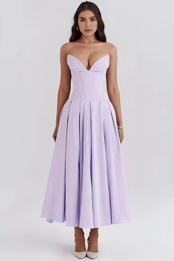 Lara | Midi Dress Sculpted Bodice Voluminous Skirt 10