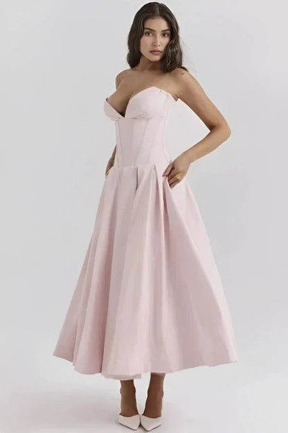 Lara | Midi Dress Sculpted Bodice Voluminous Skirt 11