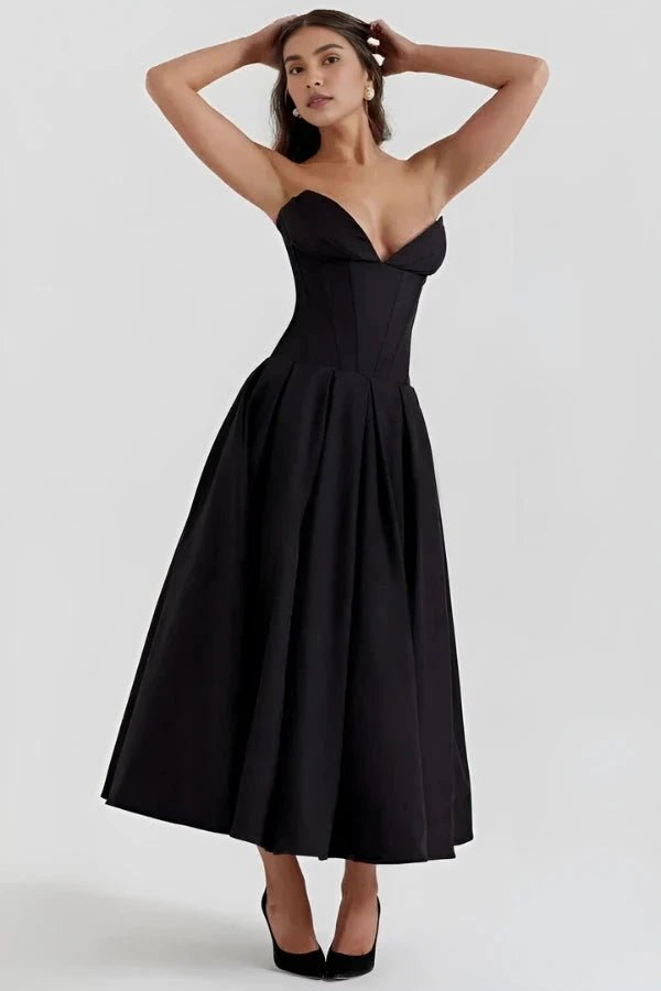 Lara | Midi Dress Sculpted Bodice Voluminous Skirt 2
