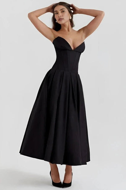 Lara | Midi Dress Sculpted Bodice Voluminous Skirt 2