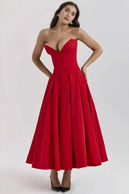 Lara | Midi Dress Sculpted Bodice Voluminous Skirt 4