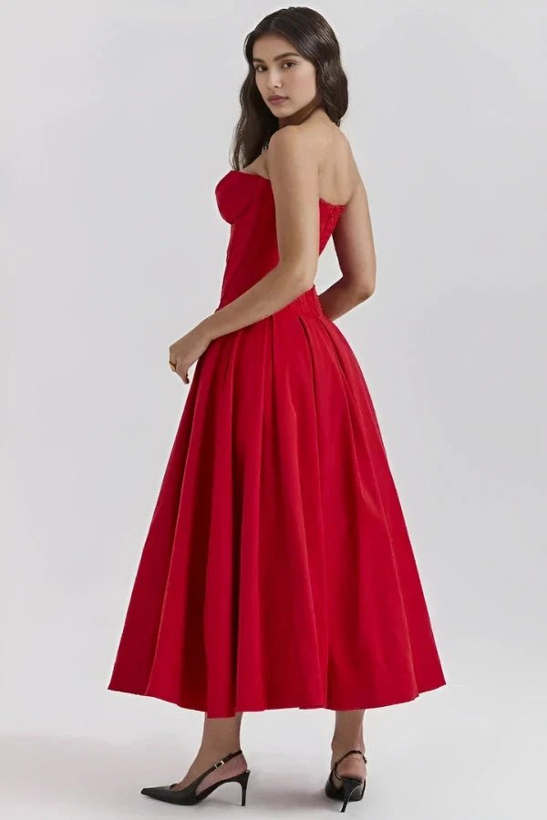 Lara | Midi Dress Sculpted Bodice Voluminous Skirt 5