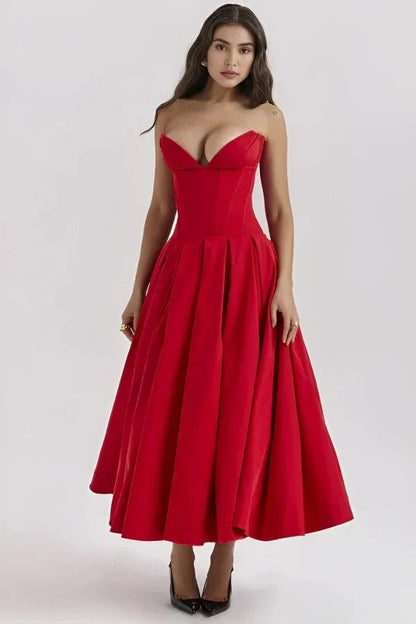 Lara | Midi Dress Sculpted Bodice Voluminous Skirt 6