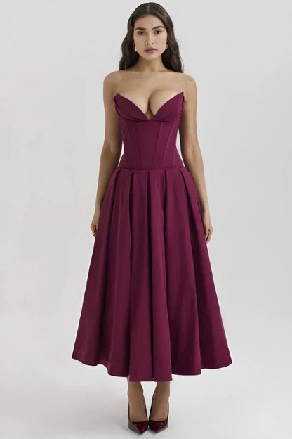 Lara | Midi Dress Sculpted Bodice Voluminous Skirt 7