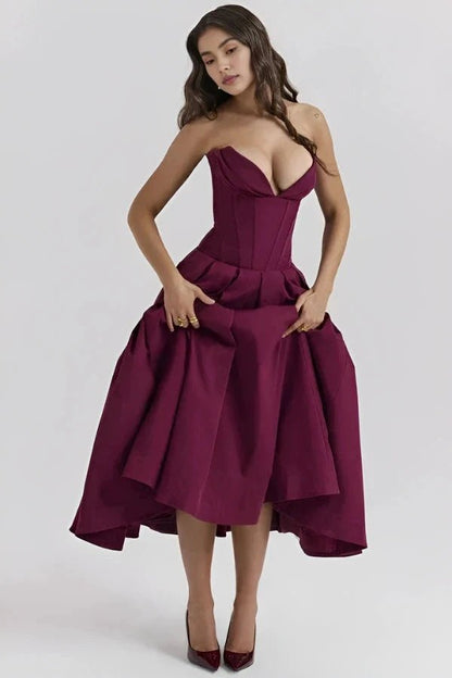 Lara | Midi Dress Sculpted Bodice Voluminous Skirt 8