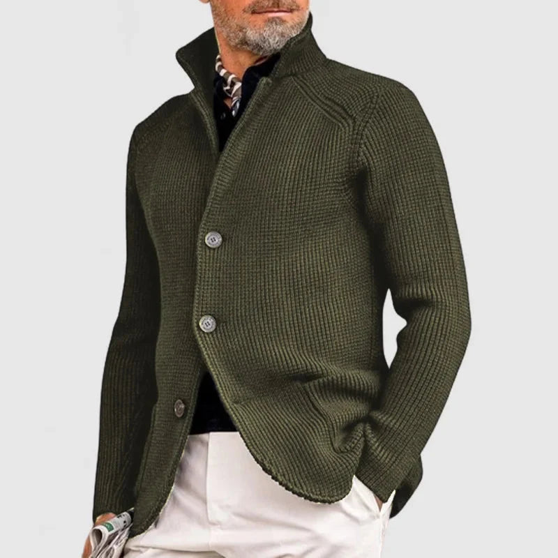 Adrian wool blend cardigan in olive green