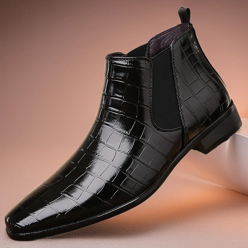 Black Men's Refined Slip-On Chelsea Boots