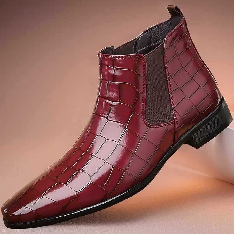 Brown Men's Refined Slip-On Chelsea Boots