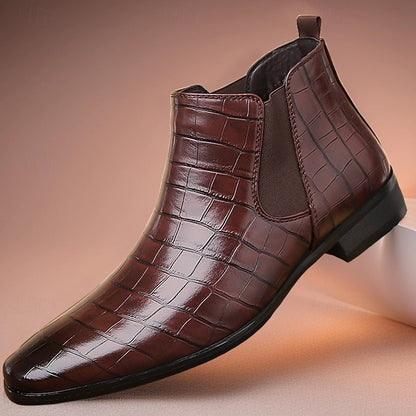 Dark Brown Men's Refined Slip-On Chelsea Boots
