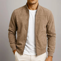 Diego | Men's Suede Bomber Jacket with Ribbed Collar and Cuffs