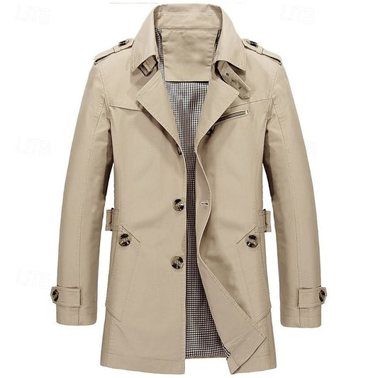 Beige Refined Single-Breasted Trench Coat