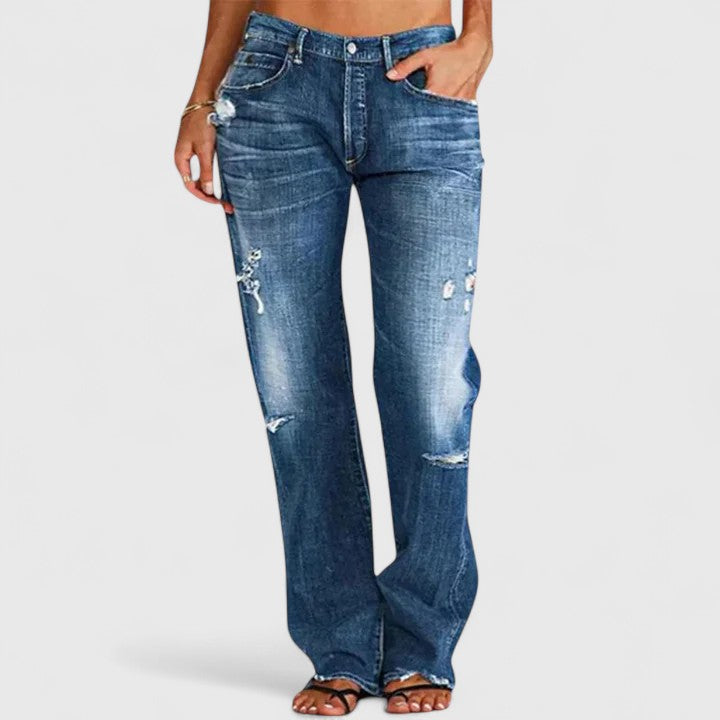 Women's straight-leg jeans in dark blue