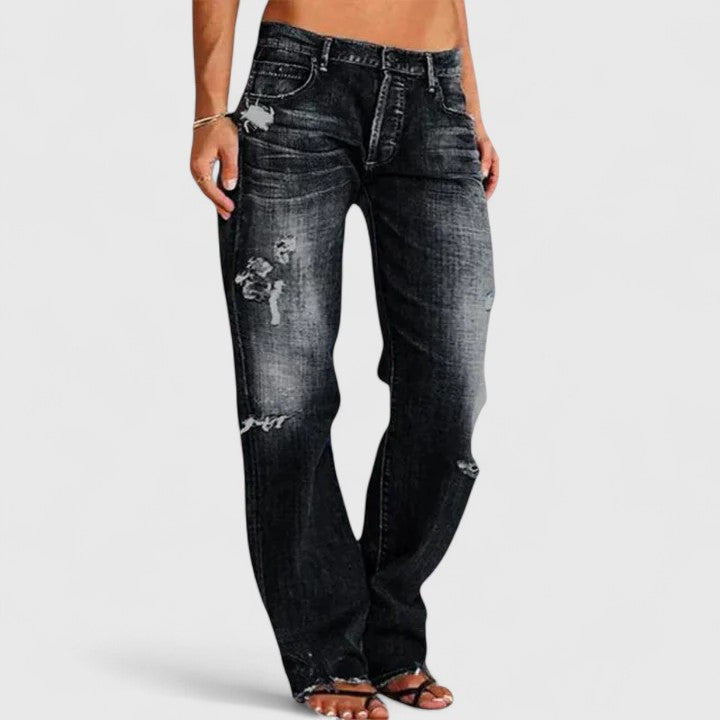 Women's straight-leg jeans in black