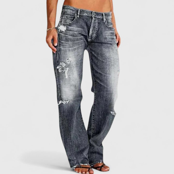 Women's straight-leg jeans in gray