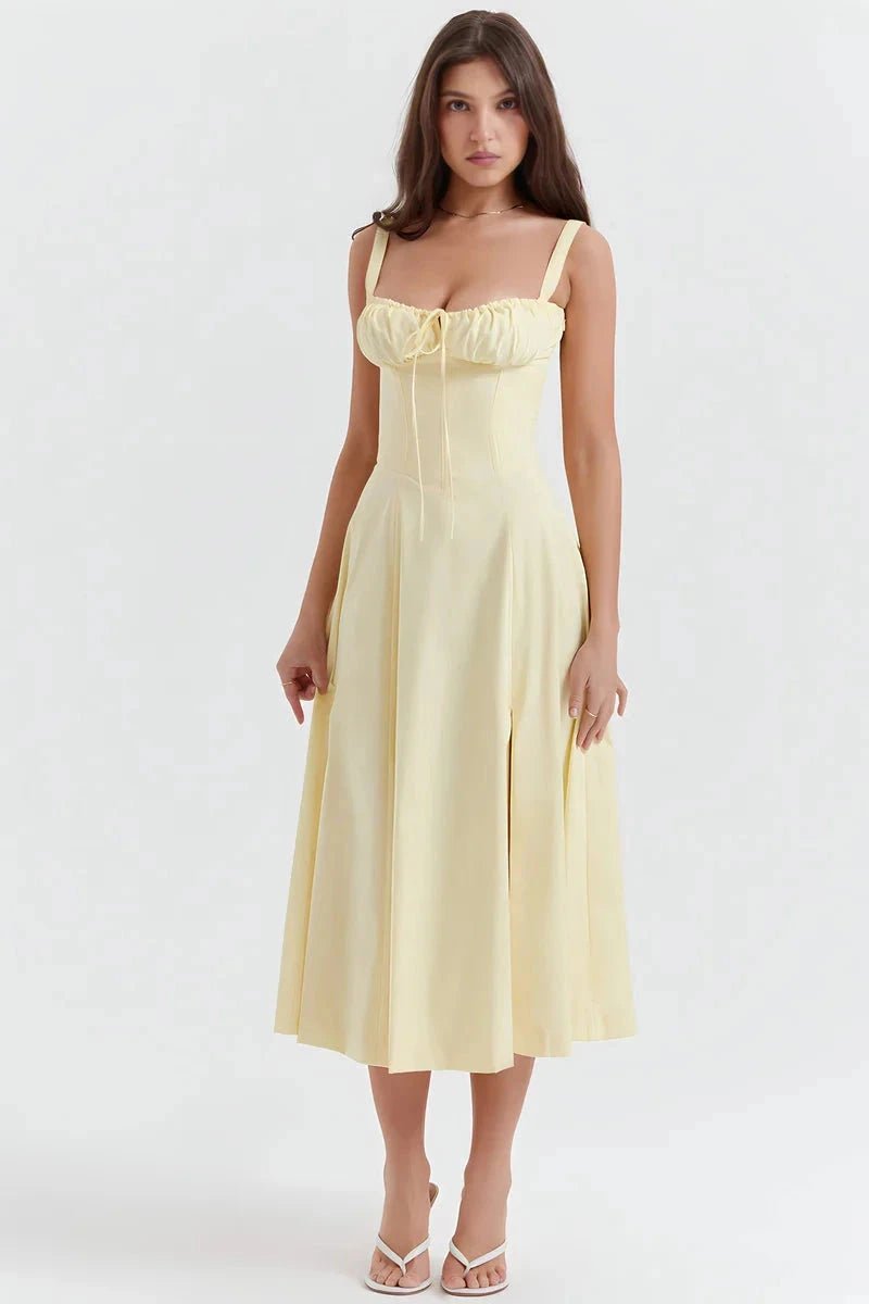 Lila | Floral Dress Corset Tie Side Slit Midi 10