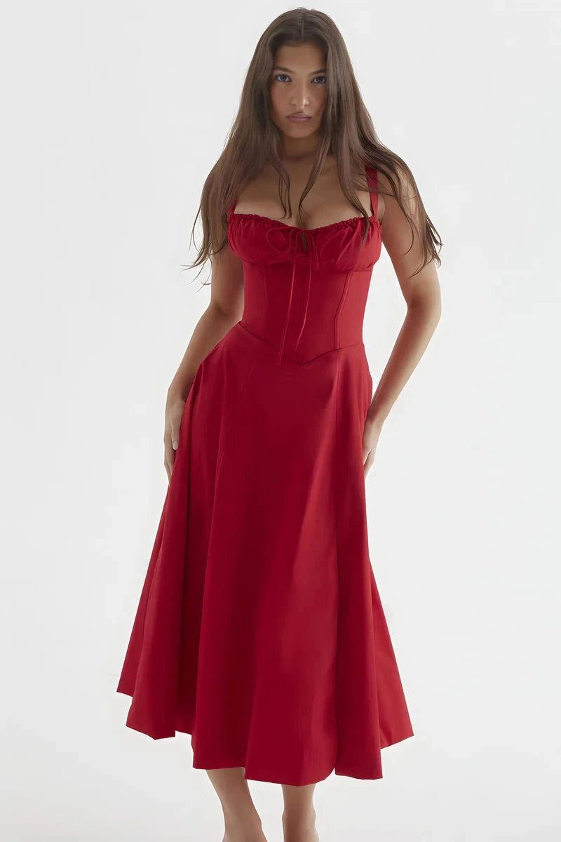 Lila | Floral Dress Corset Tie Side Slit Midi 3