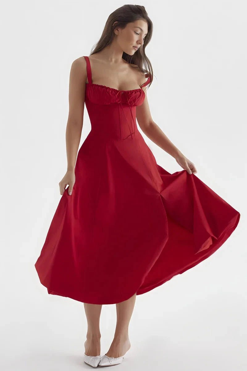 Lila | Floral Dress Corset Tie Side Slit Midi 4