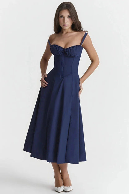 Lila | Floral Dress Corset Tie Side Slit Midi 6