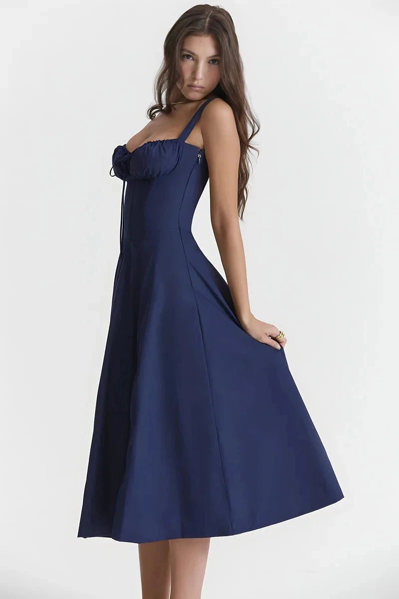 Lila | Floral Dress Corset Tie Side Slit Midi 7