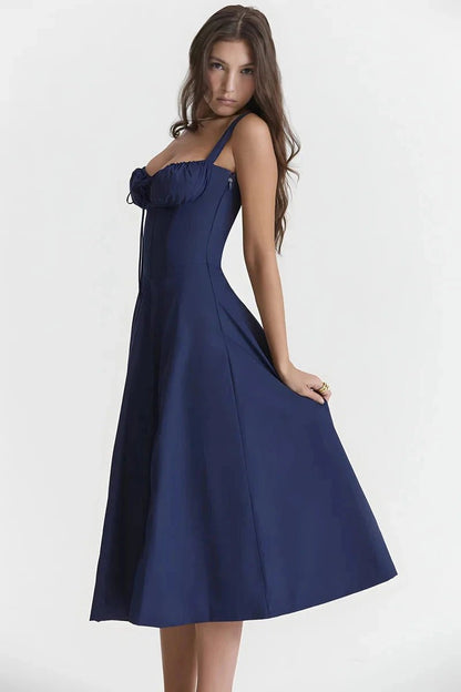 Lila | Floral Dress Corset Tie Side Slit Midi 7