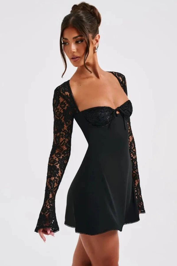 Lila | Mini Dress Lace Cupped Bust Flared Sleeves 2