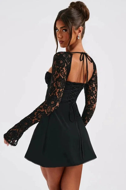 Lila | Mini Dress Lace Cupped Bust Flared Sleeves 3