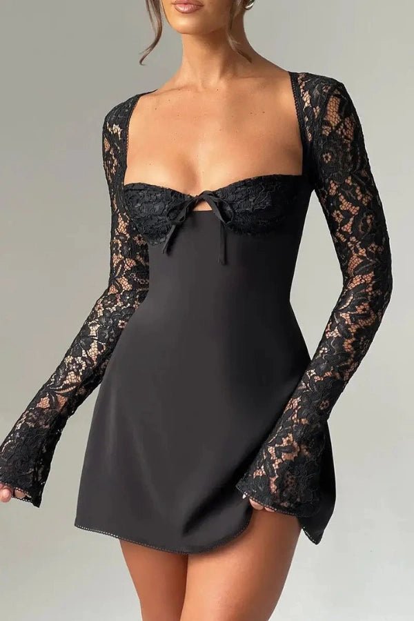 Lila | Mini Dress Lace Cupped Bust Flared Sleeves 5