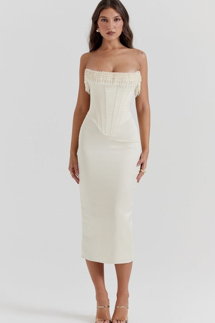 Lila | Strapless Dress Embellished Lace-Up Back 0