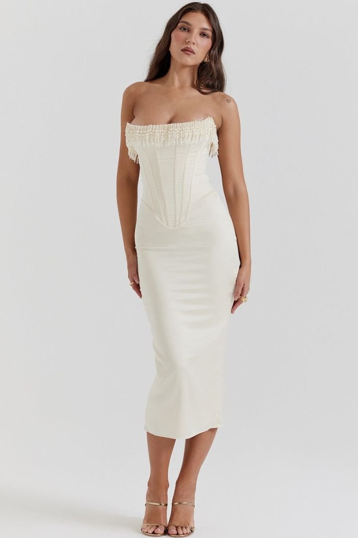 Lila | Strapless Dress Embellished Lace-Up Back 2