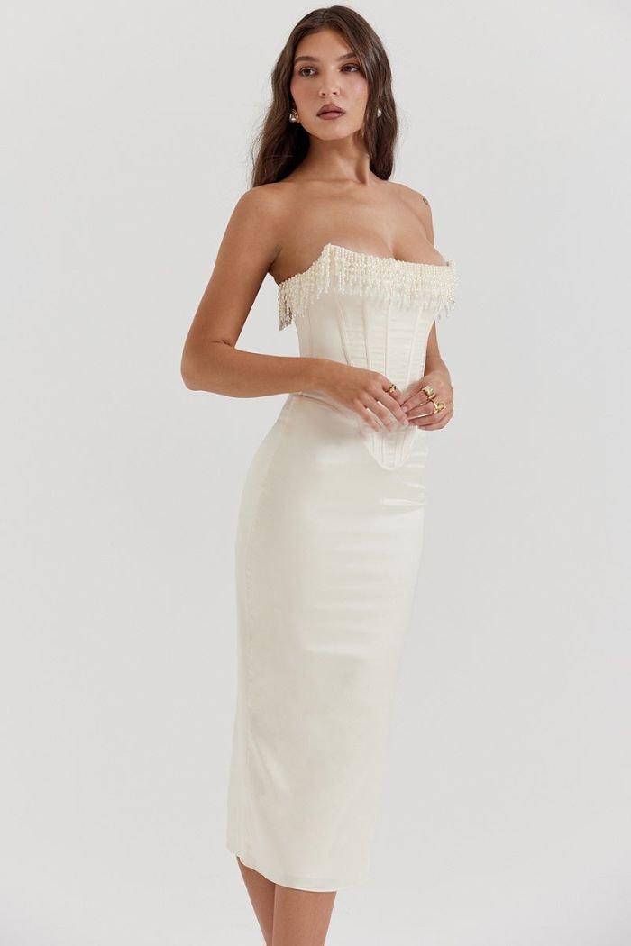 Lila | Strapless Dress Embellished Lace-Up Back 3