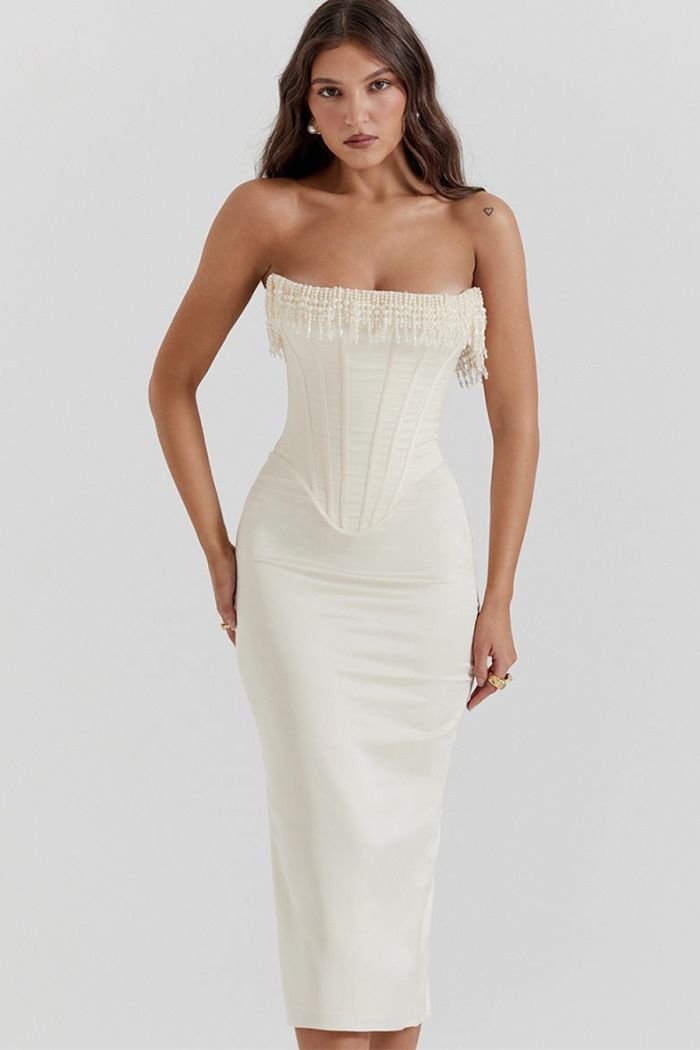 Lila | Strapless Dress Embellished Lace-Up Back 5