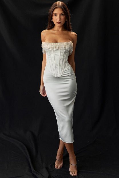 Lila | Strapless Dress Embellished Lace-Up Back 6