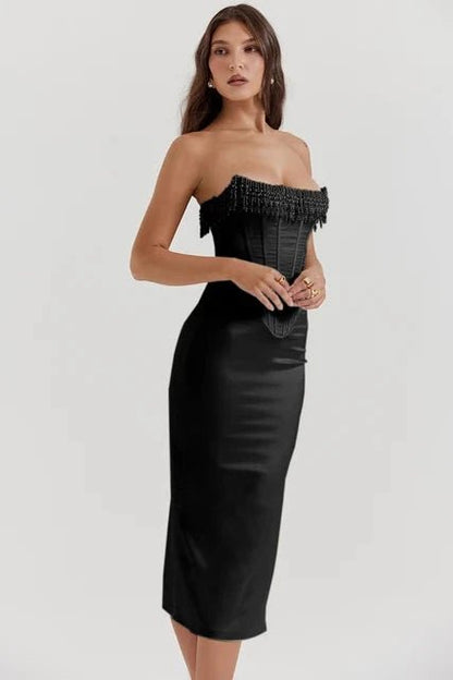Lila | Strapless Dress Embellished Lace-Up Back 8