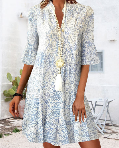 Lila | Summer Dress Boho Patterned V Neck Flare 1