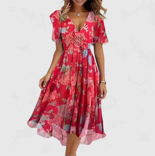 Lila | Summer Dresses Floral V Neck High-Low 0