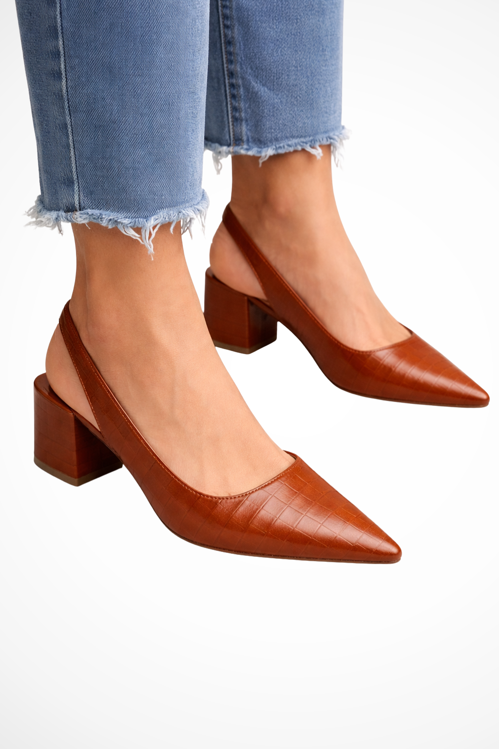 Women's black slingback pumps pointed toe low block heel