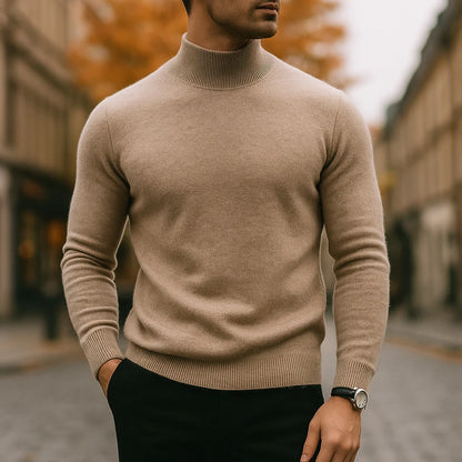 Caleb merino wool turtleneck sweater in sky blue
