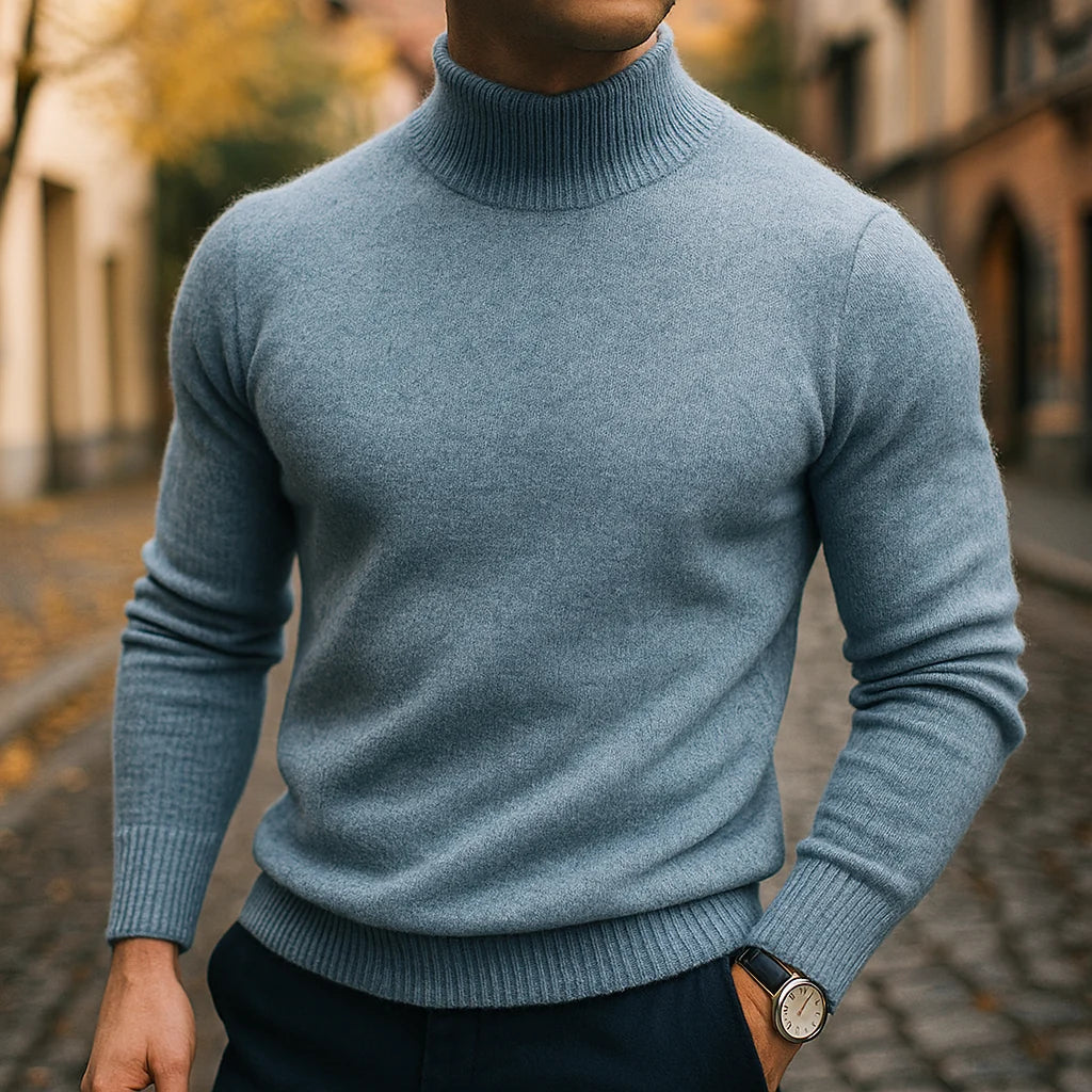 Caleb merino wool turtleneck sweater in red