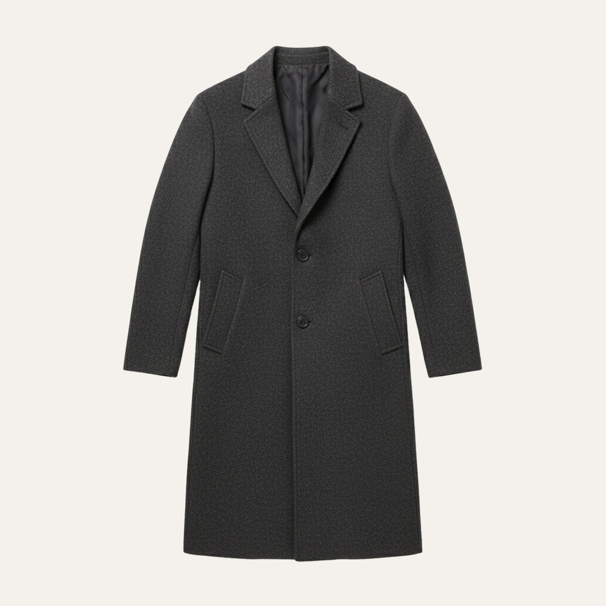 Notch-Lapel Padded Winter Coat with Side Pockets
