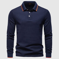 Adrian | Men's Long Sleeve Polo Shirt in Slim Fit Cotton Blend for Fall