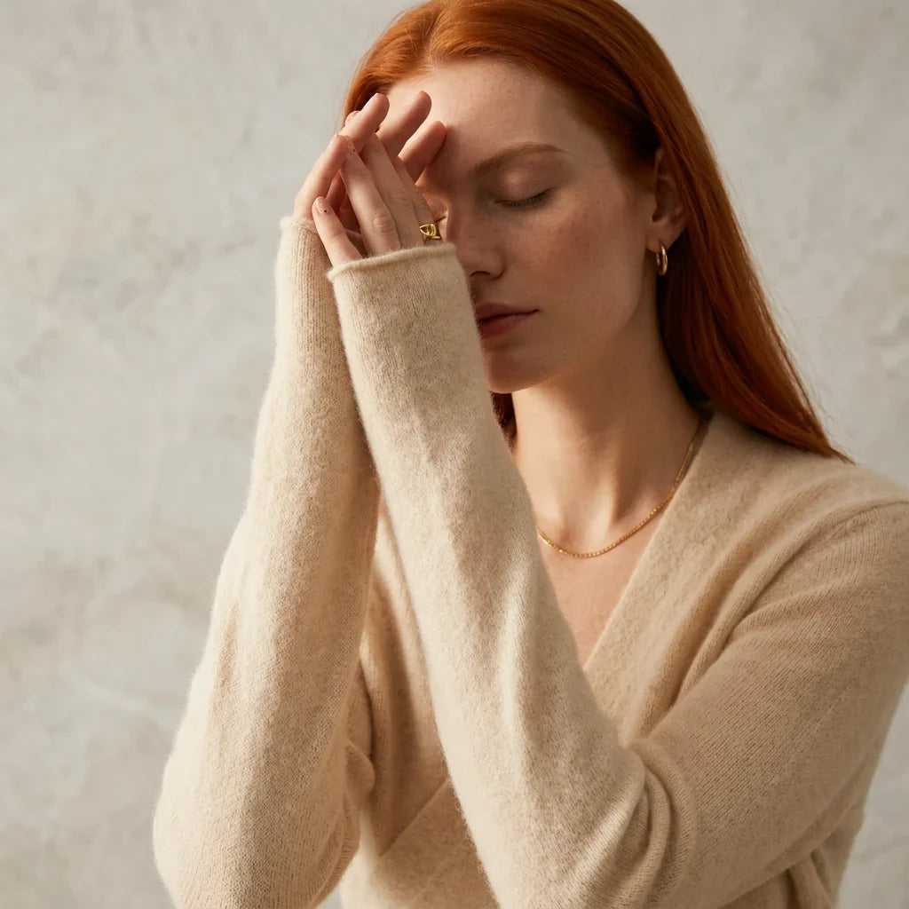 Women's cashmere wrap sweater with crossover collar