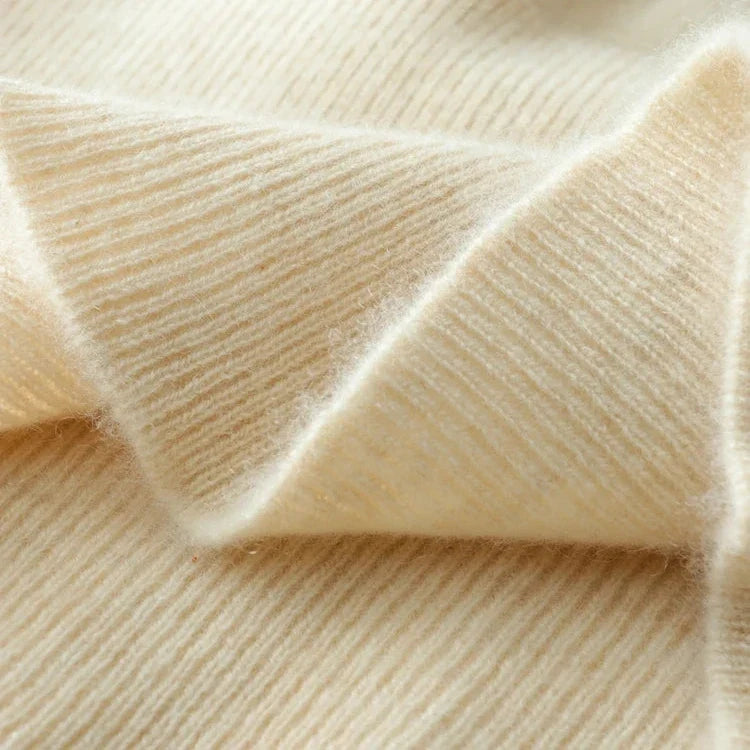 Women's cashmere wrap sweater with crossover collar