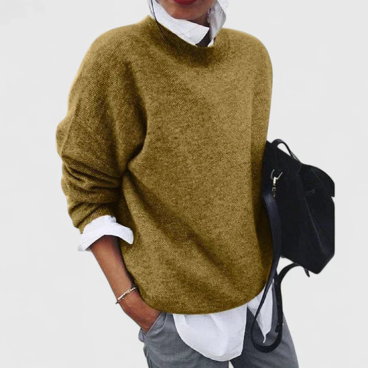 Women's v-neck pullover sweater in khaki