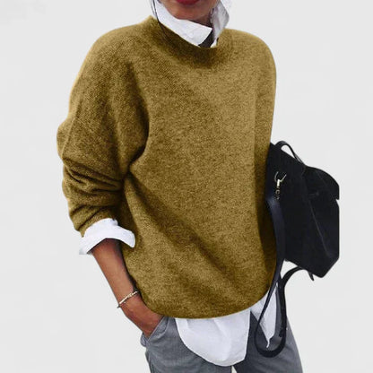 Women's v-neck pullover sweater in khaki